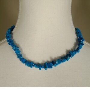 Bright Blue Chip Stone Beaded Necklace
